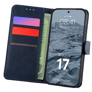 Etui z klapką Bizon Case Pocket do Xiaomi 17 granatowe