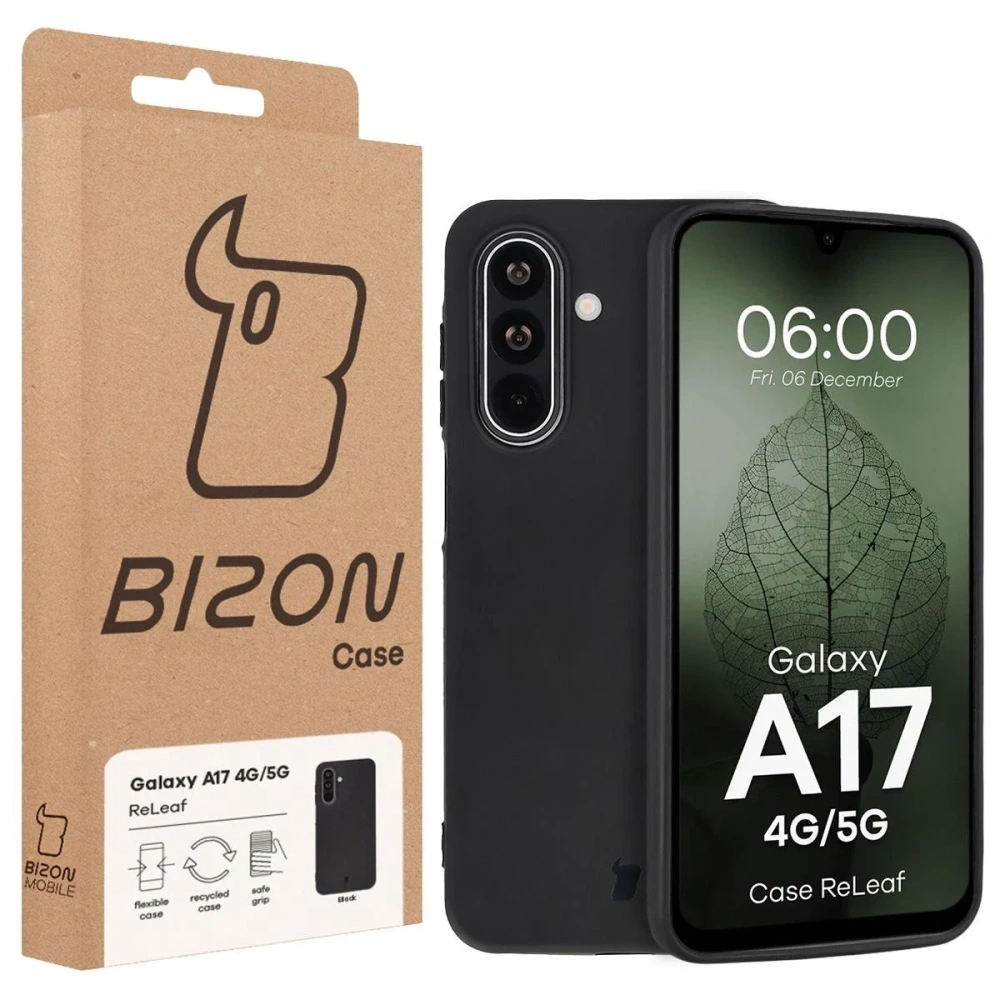 Etui z recyklingu Bizon Case ReLeaf do Samsung Galaxy A17 5G czarne