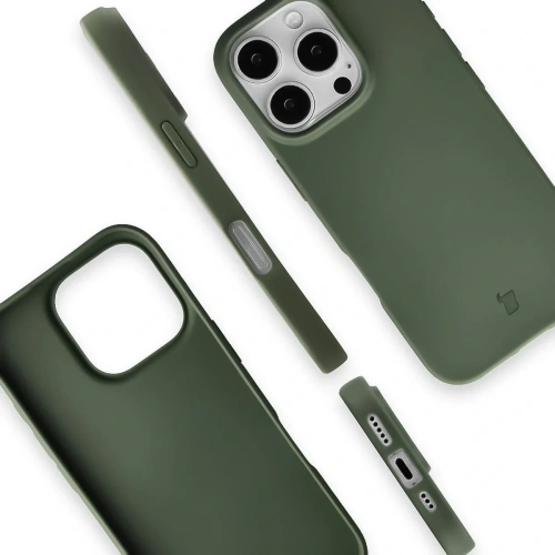 Etui z recyklingu Bizon Case ReLeaf do Apple iPhone 16 Pro ciemnozielone