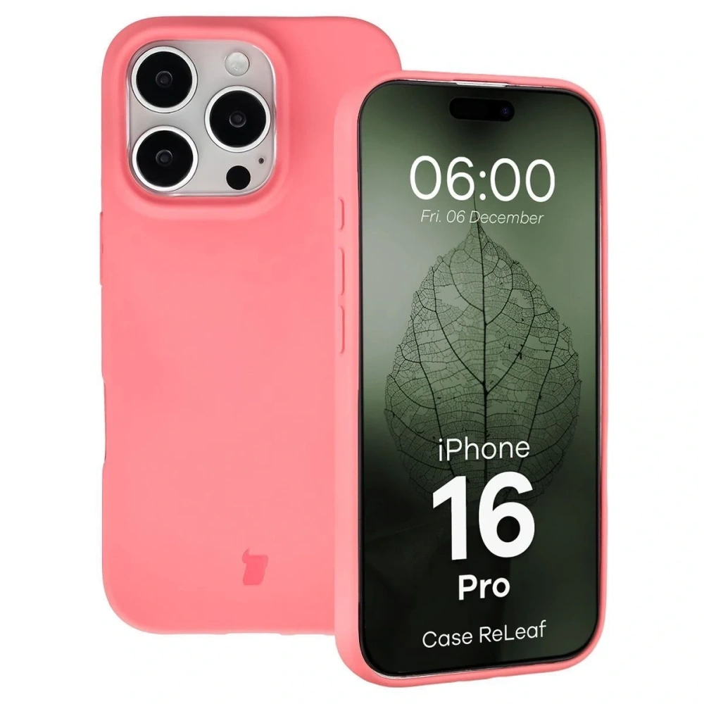 Etui z recyklingu Bizon Case ReLeaf do Apple iPhone 16 Pro różowe