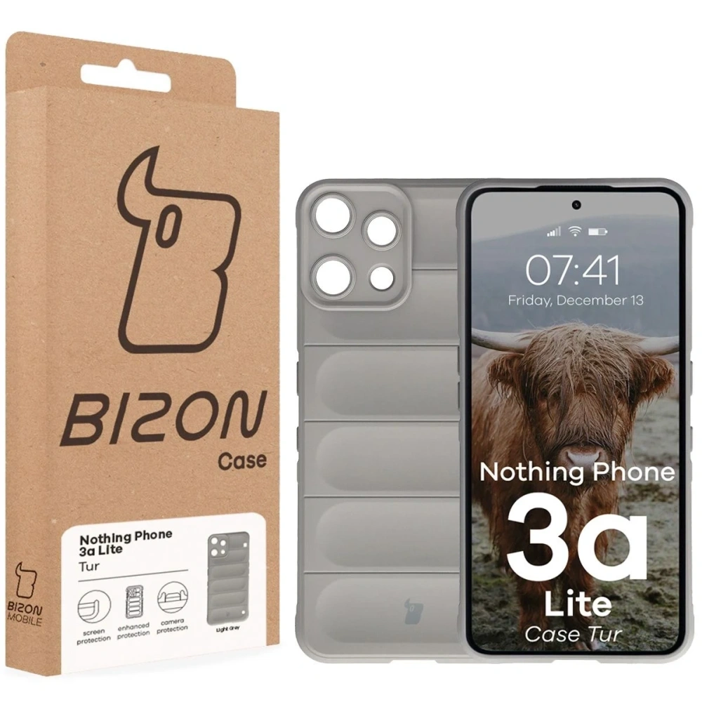Pancerne etui Bizon Case Tur do Nothing Phone (3a) Lite jasnoszare