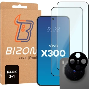 2x Szkło + szybka na aparat Bizon Edge Pack do Vivo X300