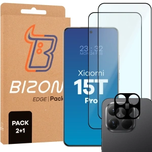2x Szkło + szybka na aparat Bizon Edge Pack do Xiaomi 15T Pro
