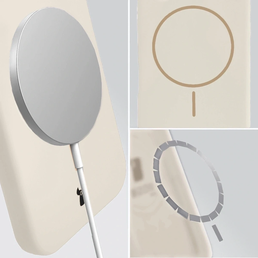 Silikonowe etui z pierścieniem magnetycznym Bizon Soft Case Magnetic do Xiaomi 17 écru