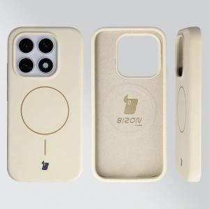 Silikonowe etui z pierścieniem magnetycznym Bizon Soft Case Magnetic do Xiaomi 17 écru