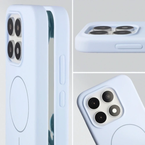 Silikonowe etui z pierścieniem magnetycznym Bizon Soft Case Magnetic do Xiaomi 17 błękitne