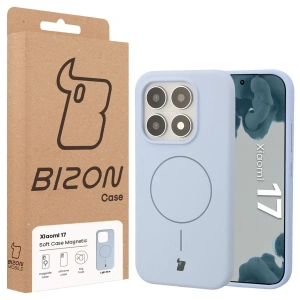 Silikonowe etui z pierścieniem magnetycznym Bizon Soft Case Magnetic do Xiaomi 17 błękitne