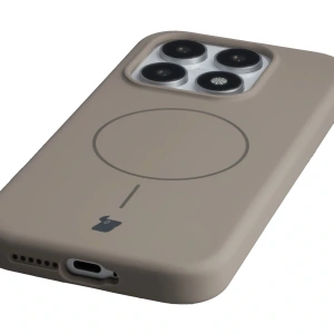 Silikonowe etui z pierścieniem magnetycznym Bizon Soft Case Magnetic do Xiaomi 17 jasnoszare