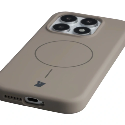 Silikonowe etui z pierścieniem magnetycznym Bizon Soft Case Magnetic do Xiaomi 17 jasnoszare