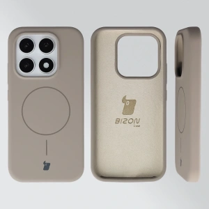 Silikonowe etui z pierścieniem magnetycznym Bizon Soft Case Magnetic do Xiaomi 17 jasnoszare