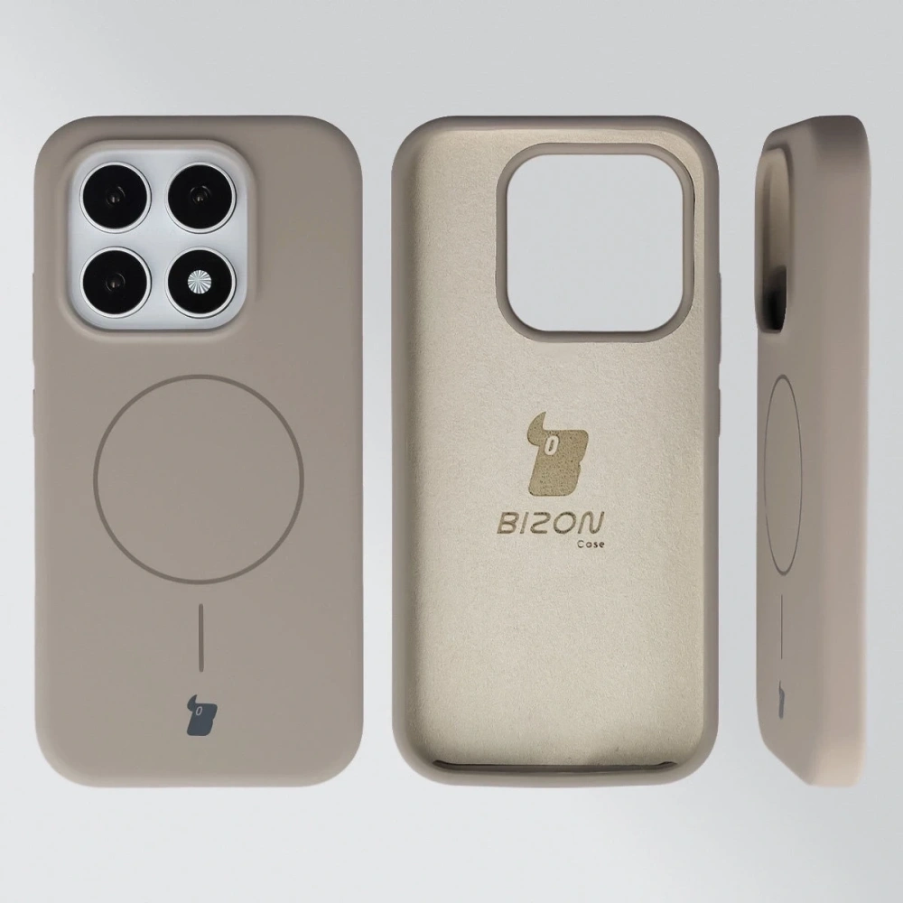 Silikonowe etui z pierścieniem magnetycznym Bizon Soft Case Magnetic do Xiaomi 17 jasnoszare