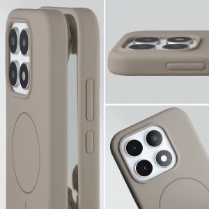 Silikonowe etui z pierścieniem magnetycznym Bizon Soft Case Magnetic do Xiaomi 17 jasnoszare