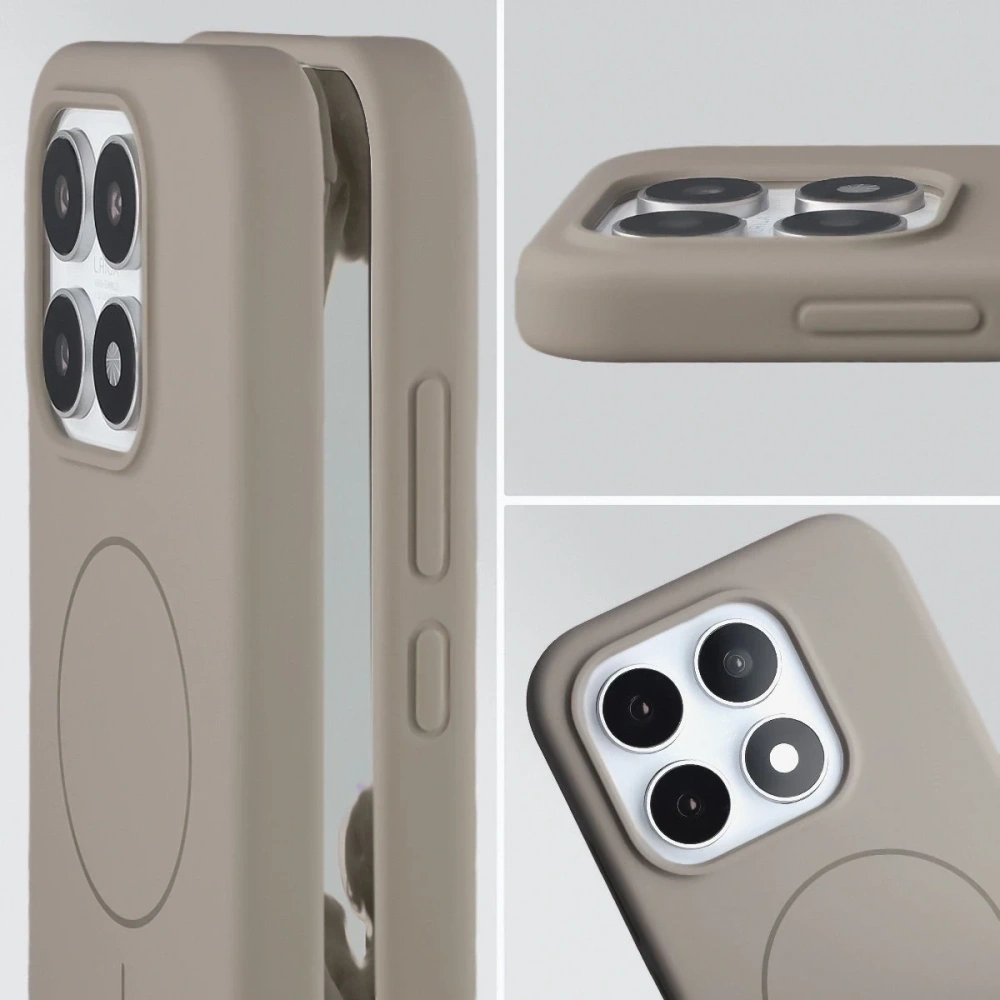 Silikonowe etui z pierścieniem magnetycznym Bizon Soft Case Magnetic do Xiaomi 17 jasnoszare