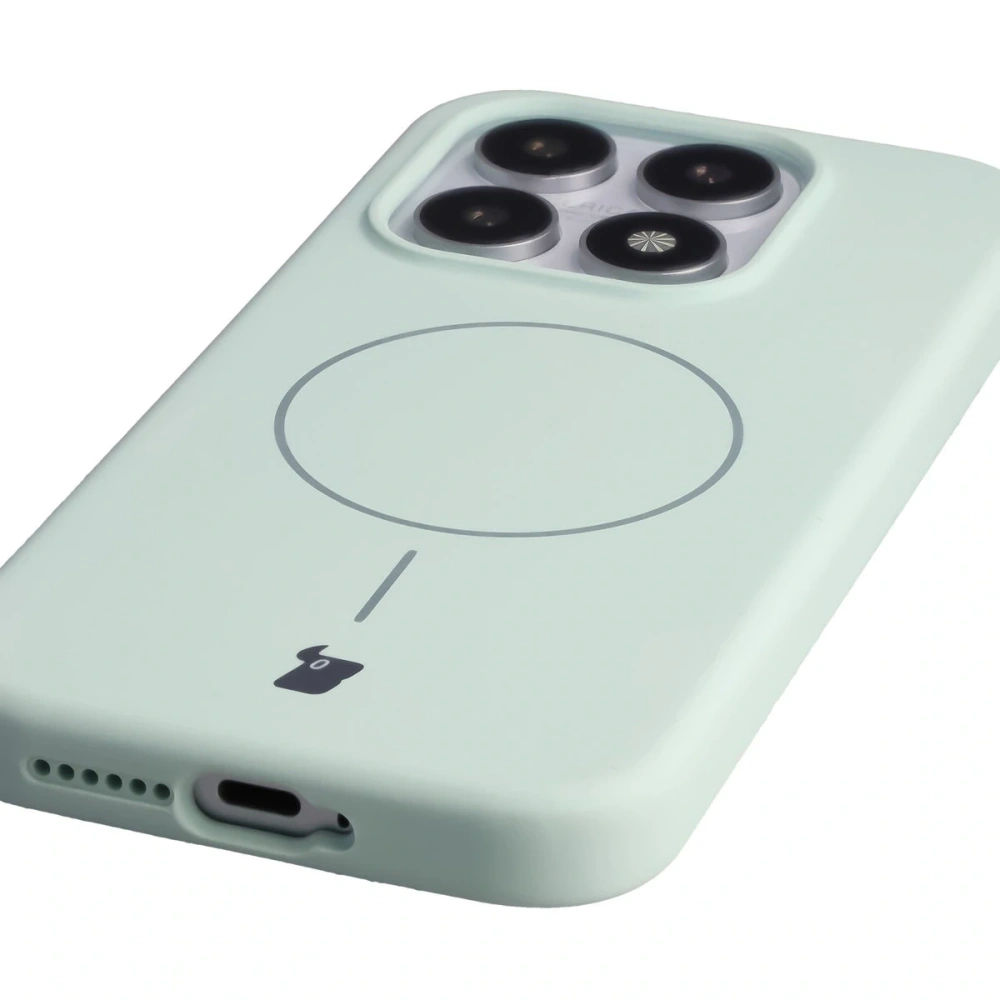 Silikonowe etui z pierścieniem magnetycznym Bizon Soft Case Magnetic do Xiaomi 17 pistacjowe