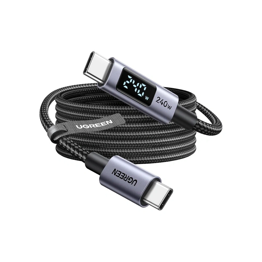 Kabel USB-C do USB-C UGREEN L530 PD 240W 480Mbps z wyświetlaczem 2m (czarny)