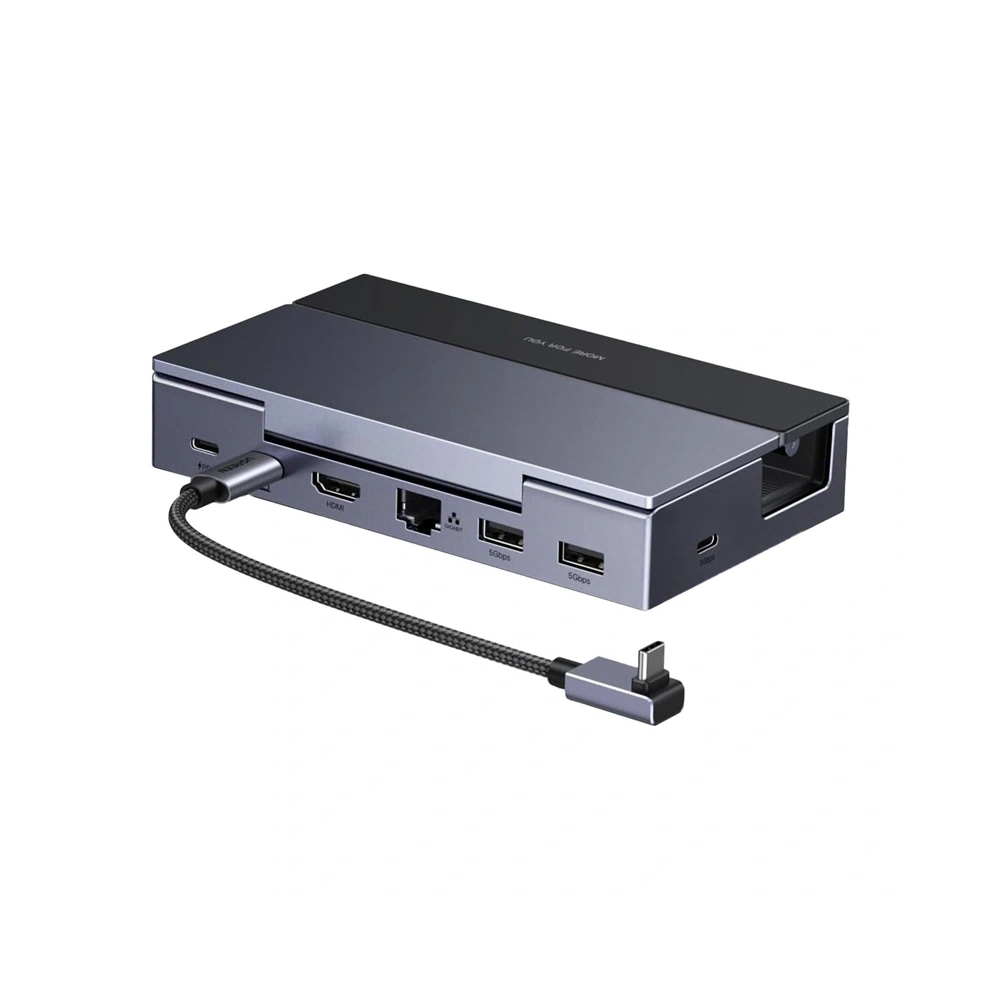 Stacja dokująca UGREEN CM800 6w1 do konsol przenośnych Steam Deck / Asus ROG Ally USB-C do HDMI 4K 120Hz 2x USB USB-C RJ45 (szara)