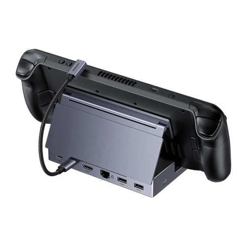 Stacja dokująca UGREEN CM800 6w1 do konsol przenośnych Steam Deck / Asus ROG Ally USB-C do HDMI 4K 120Hz 2x USB USB-C RJ45 (szara)