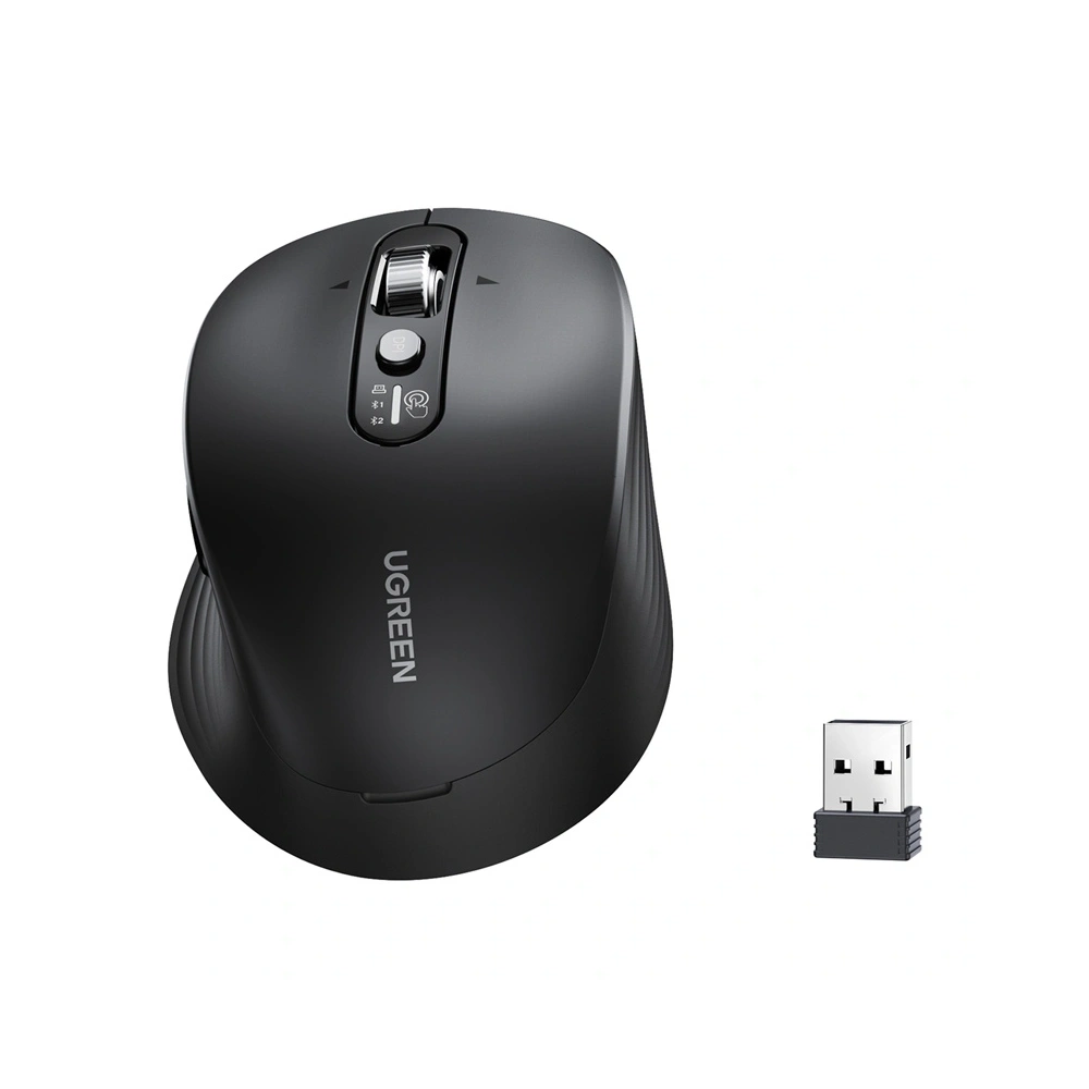 Mysz bezprzewodowa UGREEN M752 Bluetooth 5.4 + 2.4 GHz 2xAA (czarna)