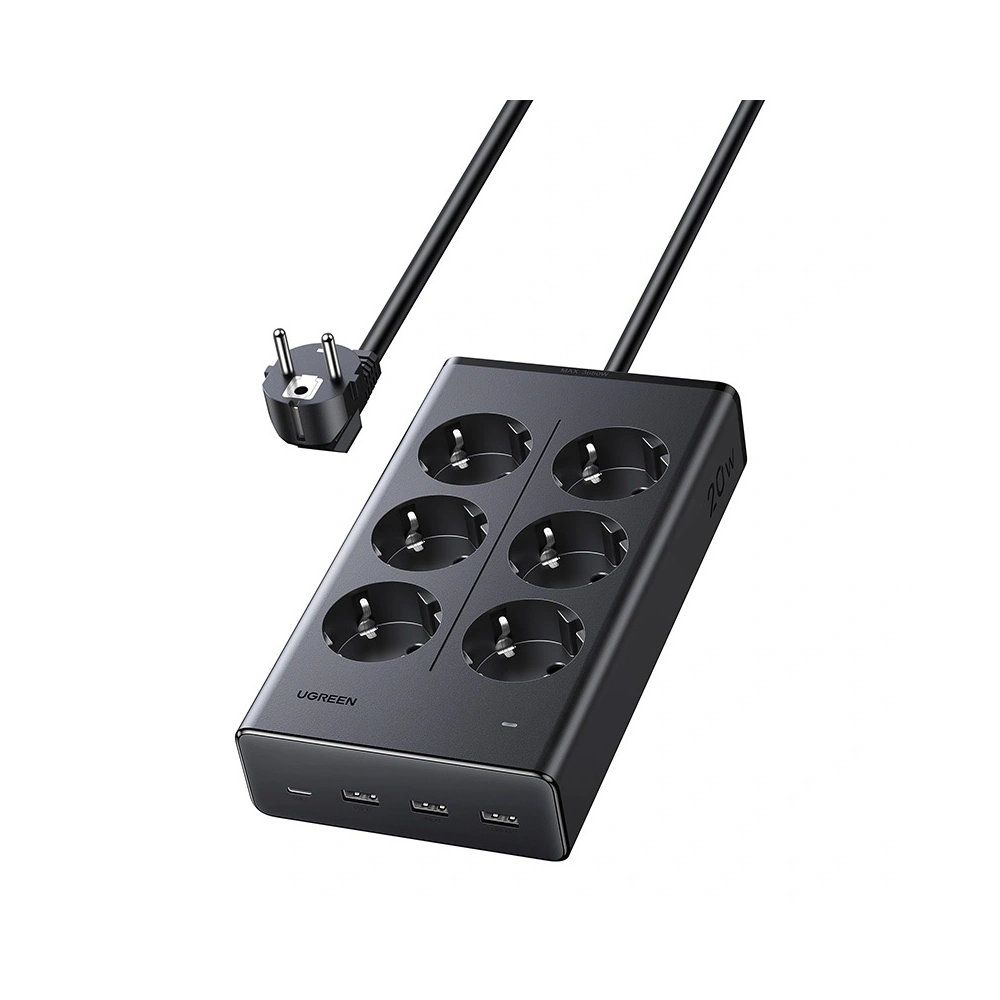 Listwa zasilająca UGREEN S622 6xAC + 3xUSB + USB-C GaN 1.5m (czarna)