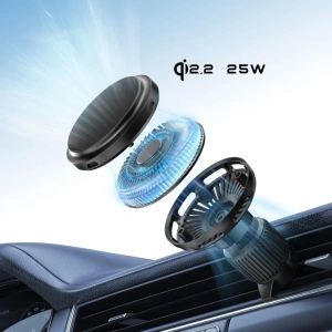 Uchwyt samochodowy na kokpit / do kratki Tech-Protect V9 Arcticboost Magnetic MagSafe Dashboard & Vent Car Mount Wireless Charger 25W QI2.2 Black