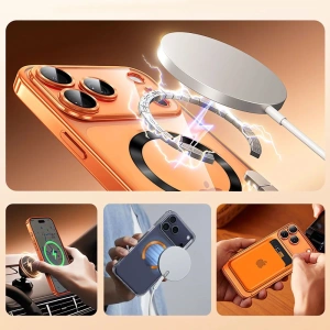 Pierścień magnetyczny Tech-Protect MMP-210 Magnetic MagSafe Ring Black & Cosmic Orange [2 PACK]