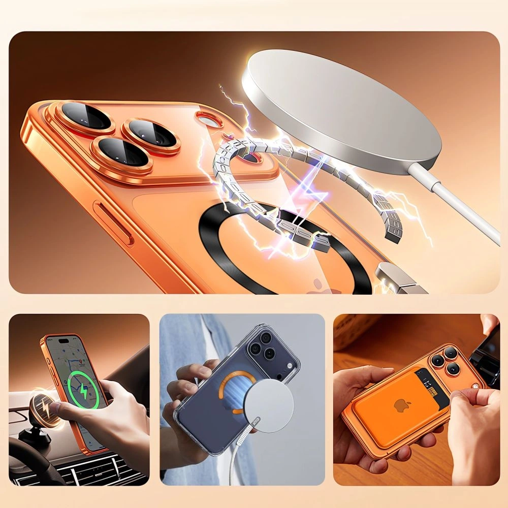 Pierścień magnetyczny Tech-Protect MMP-210 Magnetic MagSafe Ring Black & Cosmic Orange [2 PACK]