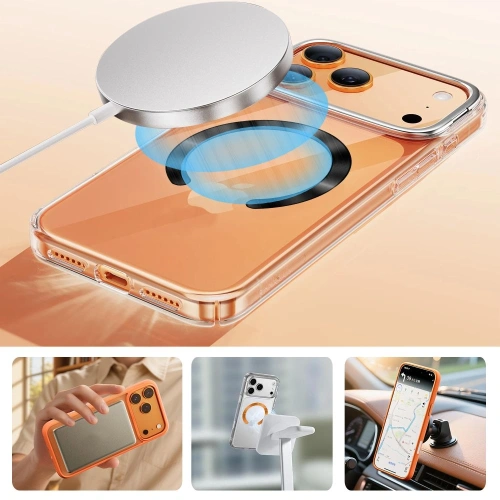 Pierścień magnetyczny Tech-Protect MMP-210 Magnetic MagSafe Ring Black & Cosmic Orange [2 PACK]