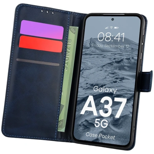 Etui z klapką Bizon Case Pocket do Samsung Galaxy A37 5G granatowe