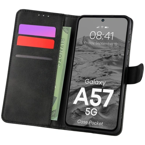 Etui z klapką Bizon Case Pocket do Samsung Galaxy A57 5G czarne