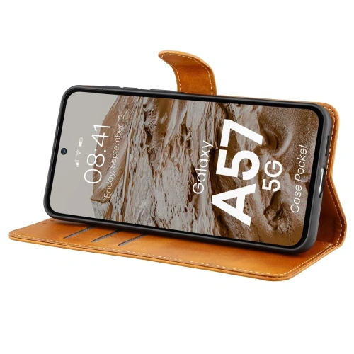 Etui z klapką Bizon Case Pocket do Samsung Galaxy A57 5G brązowe