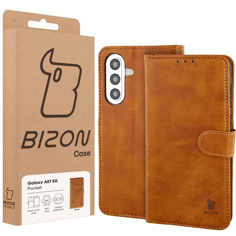 Etui z klapką Bizon Case Pocket do Samsung Galaxy A57 5G brązowe