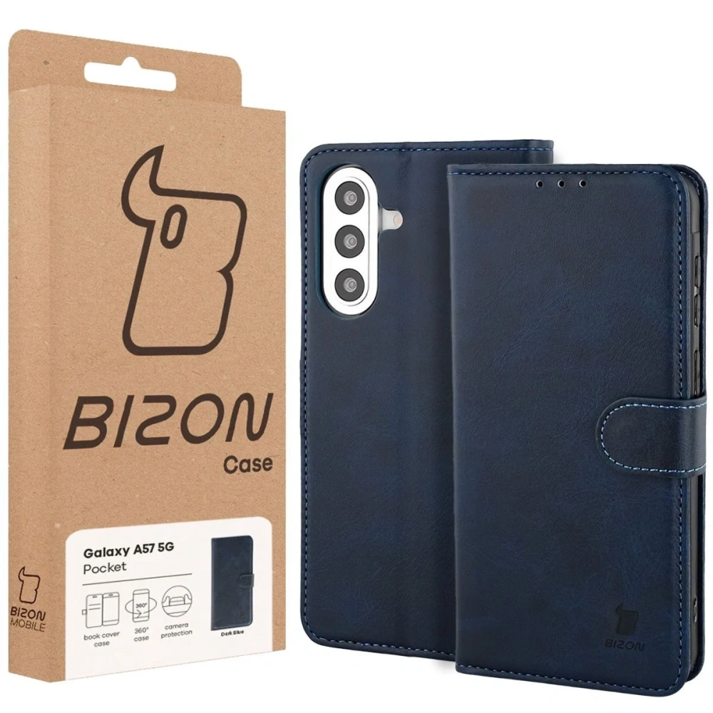 Etui z klapką Bizon Case Pocket do Samsung Galaxy A57 5G granatowe