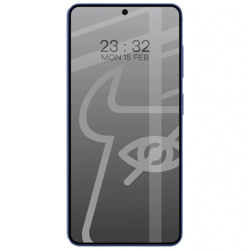 Prywatyzujące szkło hartowane Bizon Glass Edge Shadow do Samsung Galaxy S26 przyciemniane z czarną ramką