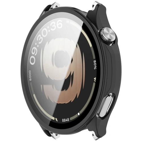 Etui ze szkłem do zegarka Bizon Case Watch Adamo do OnePlus Watch Lite 45 mm / Oppo Watch S 45 mm czarne