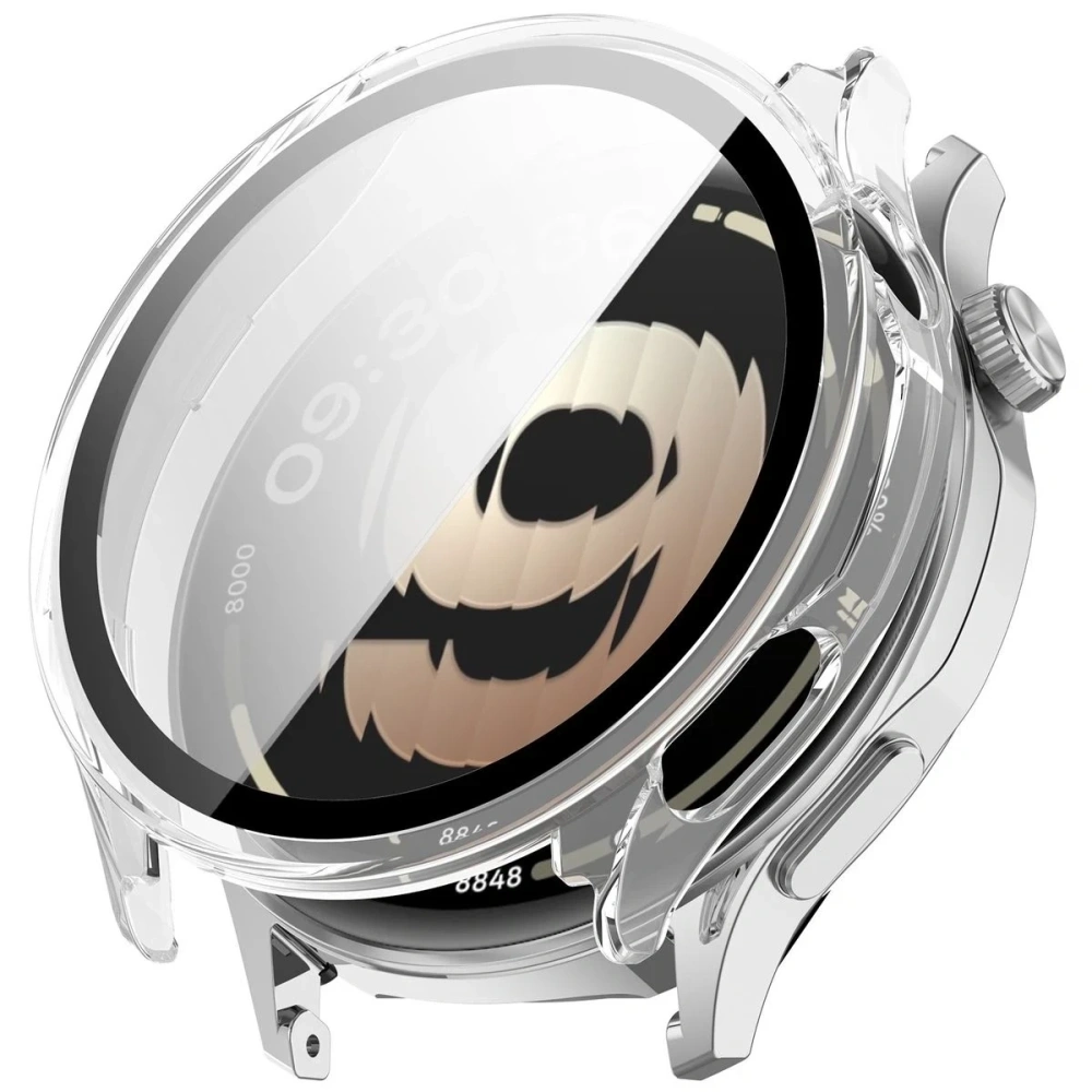 Etui ze szkłem do zegarka Bizon Case Watch Adamo do OnePlus Watch Lite 45 mm / Oppo Watch S 45 mm przezroczyste