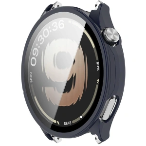 Etui ze szkłem do zegarka Bizon Case Watch Adamo do OnePlus Watch Lite 45 mm / Oppo Watch S 45 mm granatowe