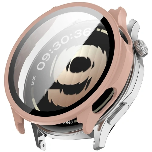 Etui ze szkłem do zegarka Bizon Case Watch Adamo do OnePlus Watch Lite 45 mm / Oppo Watch S 45 mm różowe