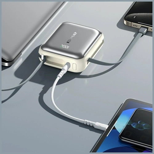 Powerbank Awei C03 20000mAh 45W USB-A / USB-C + kable Lightning / USB-C srebrny