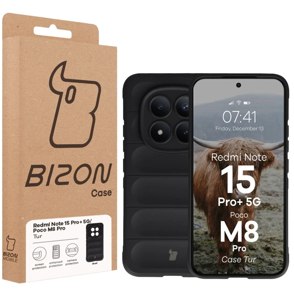 Pancerne etui Bizon Case Tur do Xiaomi Redmi Note 15 Pro Plus 5G / POCO M8 Pro 5G czarne