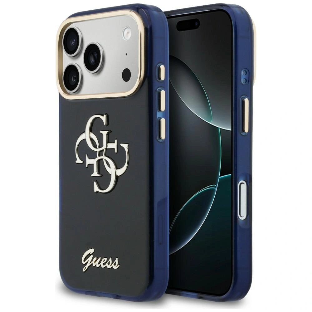 Etui Guess IML 4G Script Metal do Apple iPhone 17 Pro niebieski