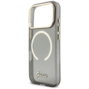 Etui Guess IML Glitters Script Strap MagSafe do Apple iPhone 17 Pro czarny
