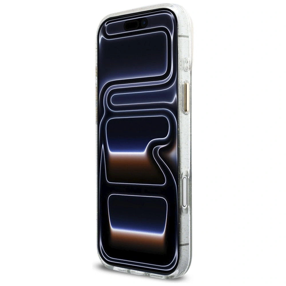 Etui Guess IML Glitters Script Strap MagSafe do Apple iPhone 17 Pro Max przezroczysty