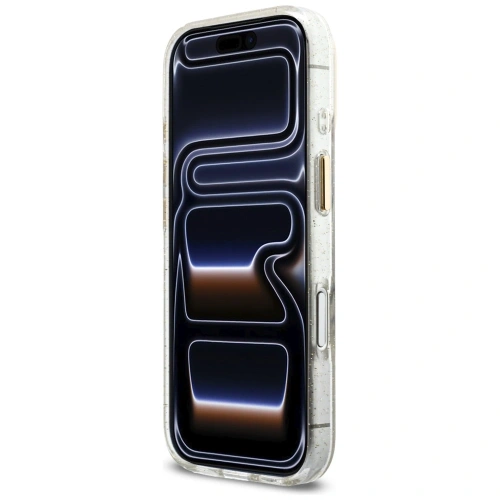 Etui Guess IML Glitters Script Strap MagSafe do Apple iPhone 17 Pro przezroczysty