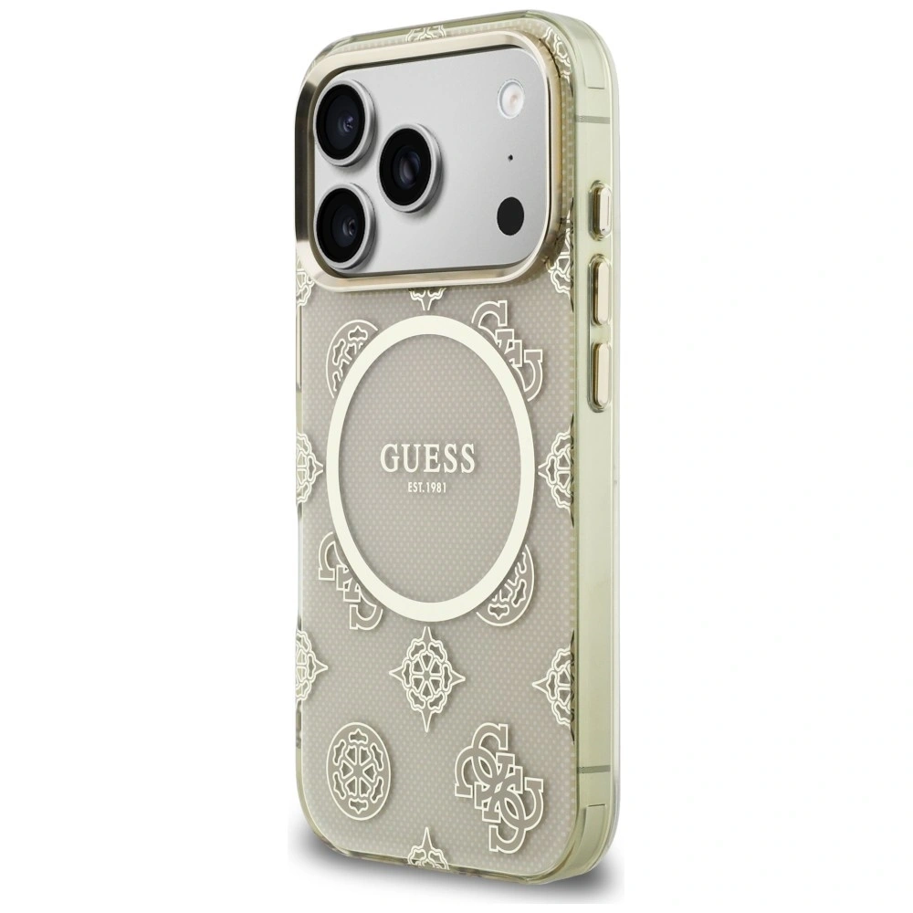 Etui Guess IML Peony Dot MagSafe do Apple iPhone 17 Pro beżowy