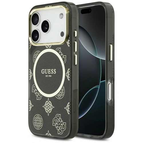 Etui Guess IML Peony Dot MagSafe do Apple iPhone 17 Pro czarny