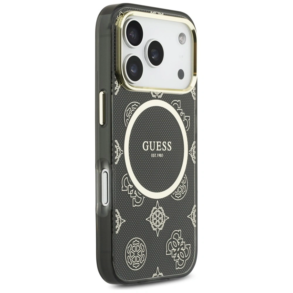 Etui Guess IML Peony Dot MagSafe do Apple iPhone 17 Pro czarny