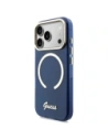 Etui Guess IML Script Metal MagSafe do Apple iPhone 17 Pro Max niebieski