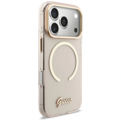 Etui Guess IML Script Metal MagSafe do Apple iPhone 17 Pro różowy