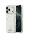 Etui Guess IML Shell Script Metal MagSafe do Apple iPhone 17 Pro Max biały