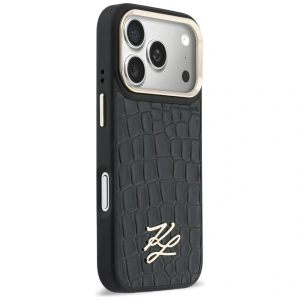 Etui Karl Lagerfeld Croco KL Script Logo MagSafe do Apple iPhone 17 Pro Max czarny